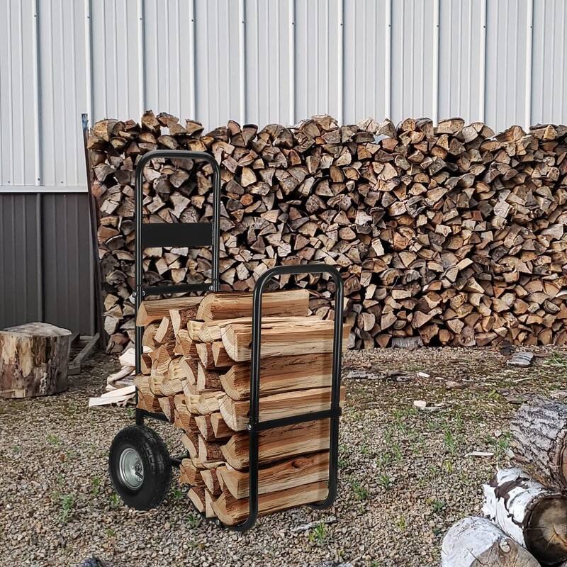 Firewood Cart Log Carrier Wood Mover Hauler Rack Rolling Dolly