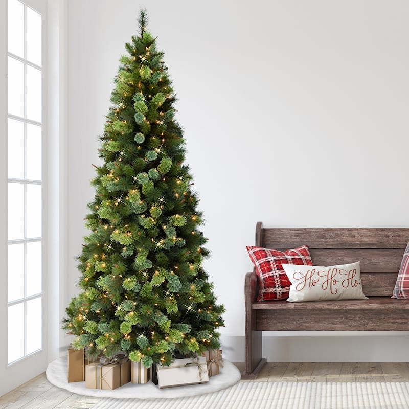 Puleo International 7.5' Pre-Lit Slim Portland Pine Christmas Tree - 7.5