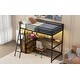 preview thumbnail 14 of 15, Metal Twin Size Loft Bed with Desk, Shelves, 2 Drawers, LED and USB Charging