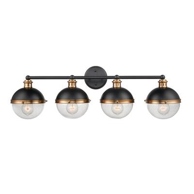 Millennium Lighting Ellmira 4 Light Matte Black/ Aged Brass Vanity Fixture