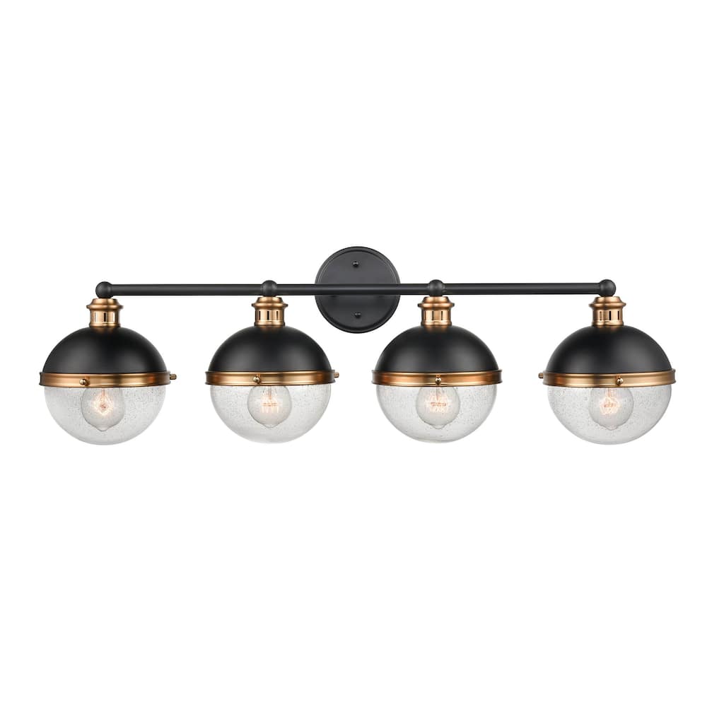 Millennium Lighting Ellmira 4 Light Matte Black/ Aged Brass Vanity Fixture