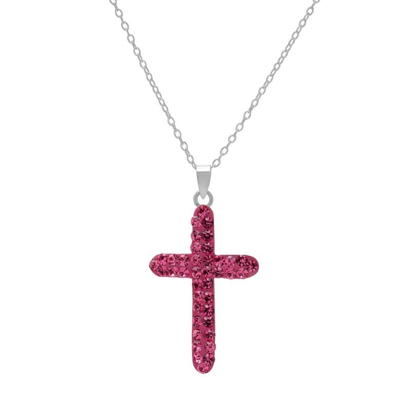 Victoria Townsend .925 Sterling Silver & Crystal Cross Pendant - Pink