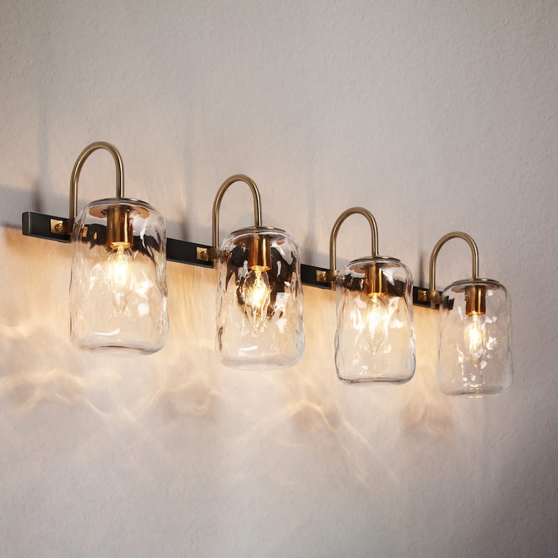 Kole Farmhouse 4-Light Linear Bathroom Vanity Lights Mason Jar Glass Wall Sconces