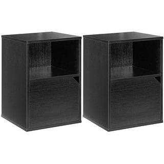 Gymax Set of 2 Nightstands Side End Table Storage Cabinet Shelf Living ...