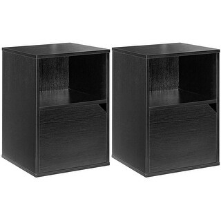 Gymax Set of 2 Nightstands Side End Table Storage Cabinet Shelf Living ...