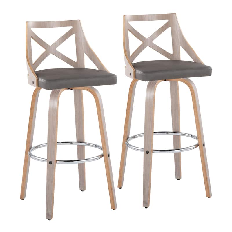 The Gray Barn Charlotte 30" Fixed-Height Bar Stool with Bent Wood Legs (Set of 2)