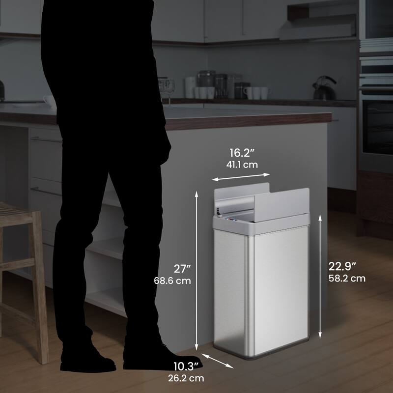 iTouchless 13 Gal Wings Lid Sensor Kitchen Trash Can