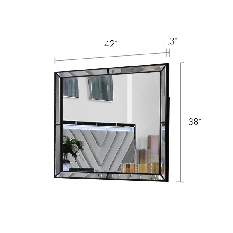 Grace Mirrored Trim Queen Bedroom Set with LED Lights