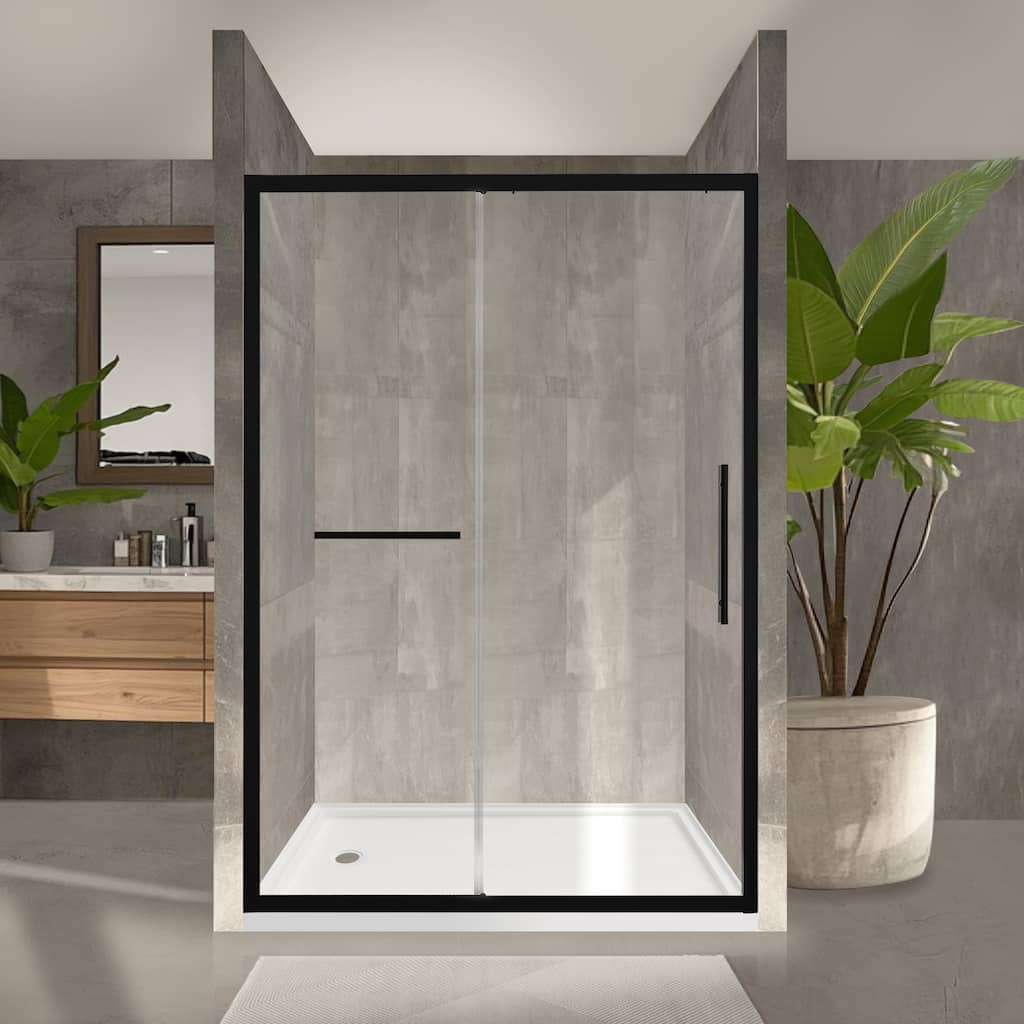 i-Homare 48 in. W x 72 in. H Semi-Frameless Sliding Shower Door, Easy to Install