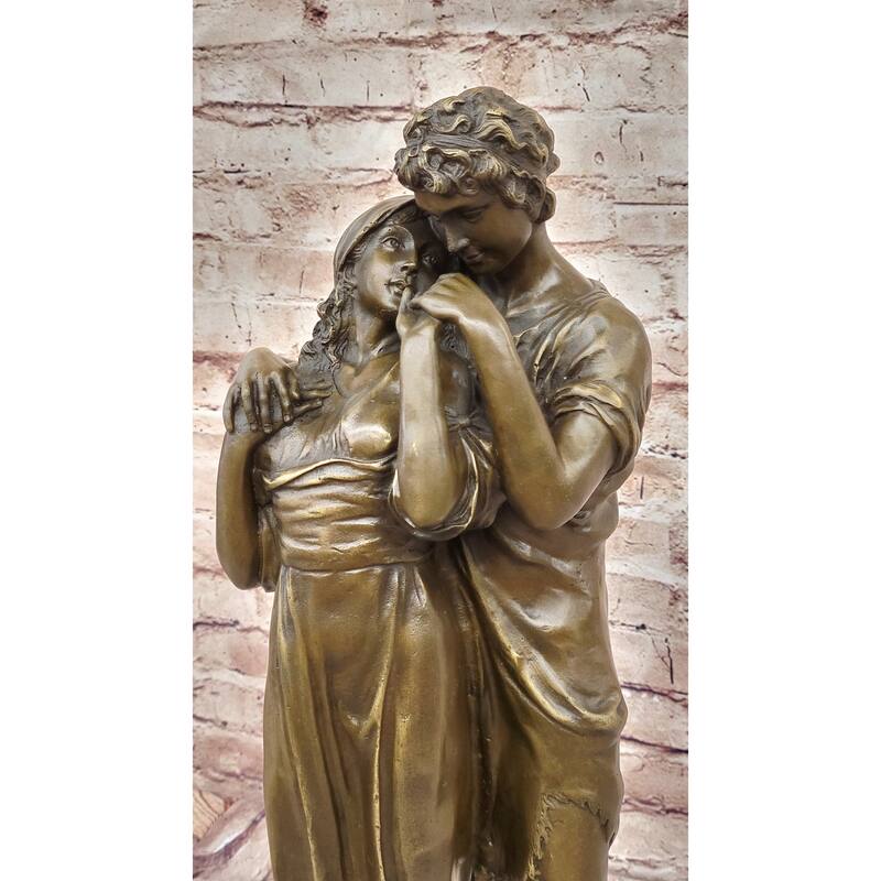 Romantic Classical Lovers Bronze Sculpture Of Young Man And Woman Embracing