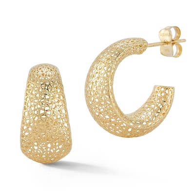 Soleil 14K Gold Mesh Graduated C-Hoop Earrings