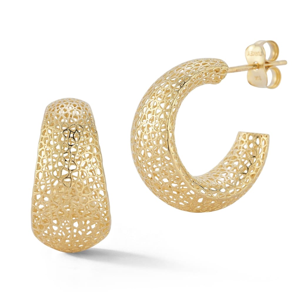 Soleil 14K Gold Mesh Graduated C-Hoop Earrings