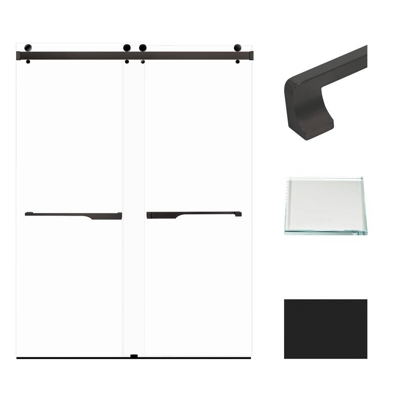 Brooklyn 60 in. W x 80 in. H Double Sliding Frameless Shower Door with Low Iron Glass - 58-60-in W x 80-in H