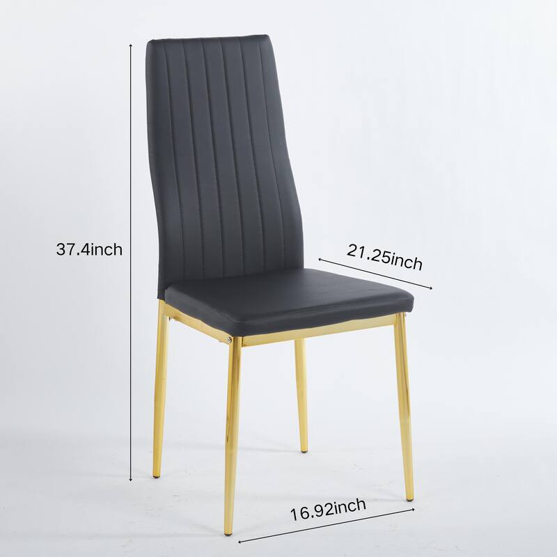 5 Pieces Dining Set, Table Metal Leg Mid-Century Dining Table for 4-6 People with Glass Table Top,Pedestal Dining Table