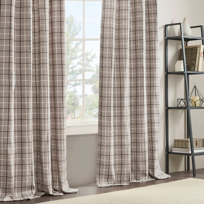 Madison Park Anaheim Plaid Rod Pocket and Back Tab Single Curtain Panel with Fleece Lining