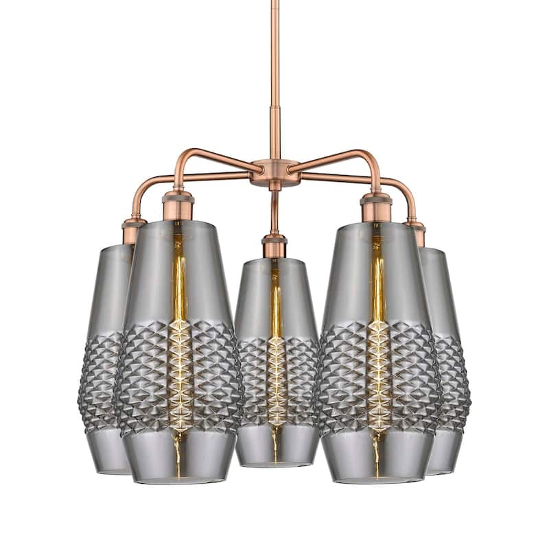 Innovations Lighting 516-5CR-22-25 Windham Chandelier Windham 5 Light - Antique Copper / Smoked
