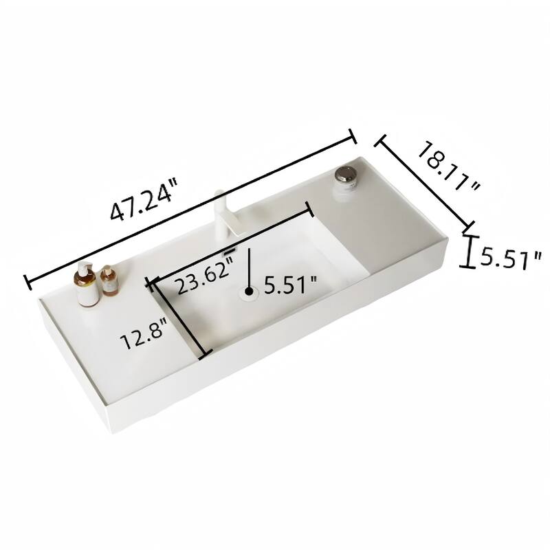Bathroom Vanity with Vessel Sink and Striped Shelf Layer