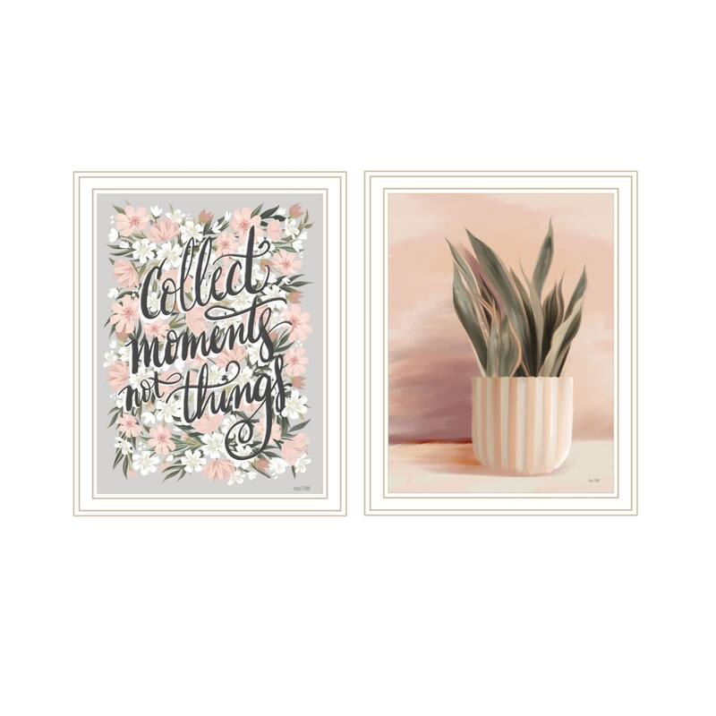 Trendy Decor 4U "Collect Moments Not Things" Printed Framed Wall Art by House Fenway - White - 14 x 18