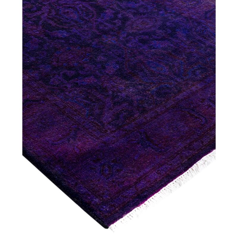 Overdyed One-of-a-Kind Hand-Knotted Runner Rug - Purple - 2' 6" x 10' 3"