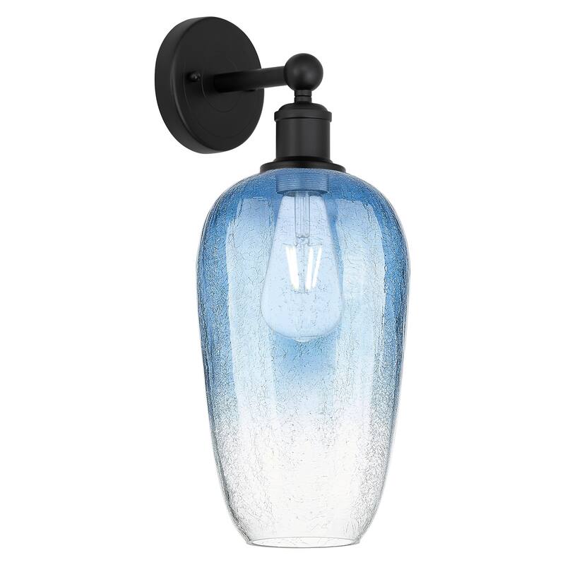 Innovations Lighting 616-1W-18-7 Brookhaven Flute Sconce Brookhaven - Matte Black / Sapphire Blue