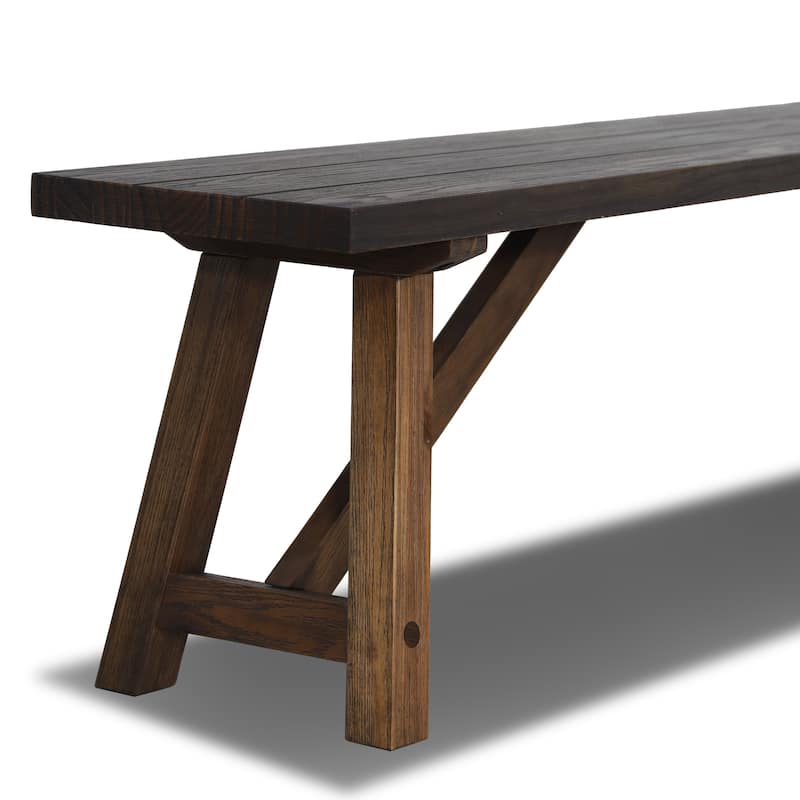 Cascais Solid Wood Bench with Farmhouse Base