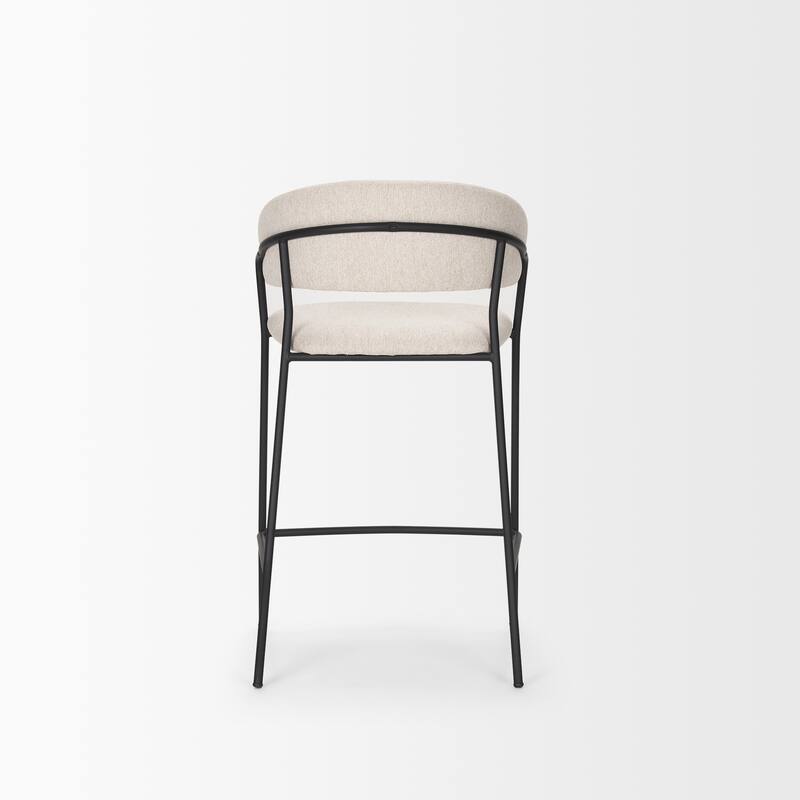 Carolyn Counter Stool w/ Gray Fabric & Matte Black Metal
