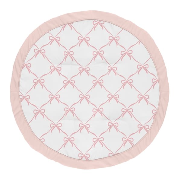 slide 2 of 4, Sweet Jojo Designs Pink Bows Girl Baby Tummy Time Playmat - Blush Bow for the Ballerina Ballet Dancer Princess Collection