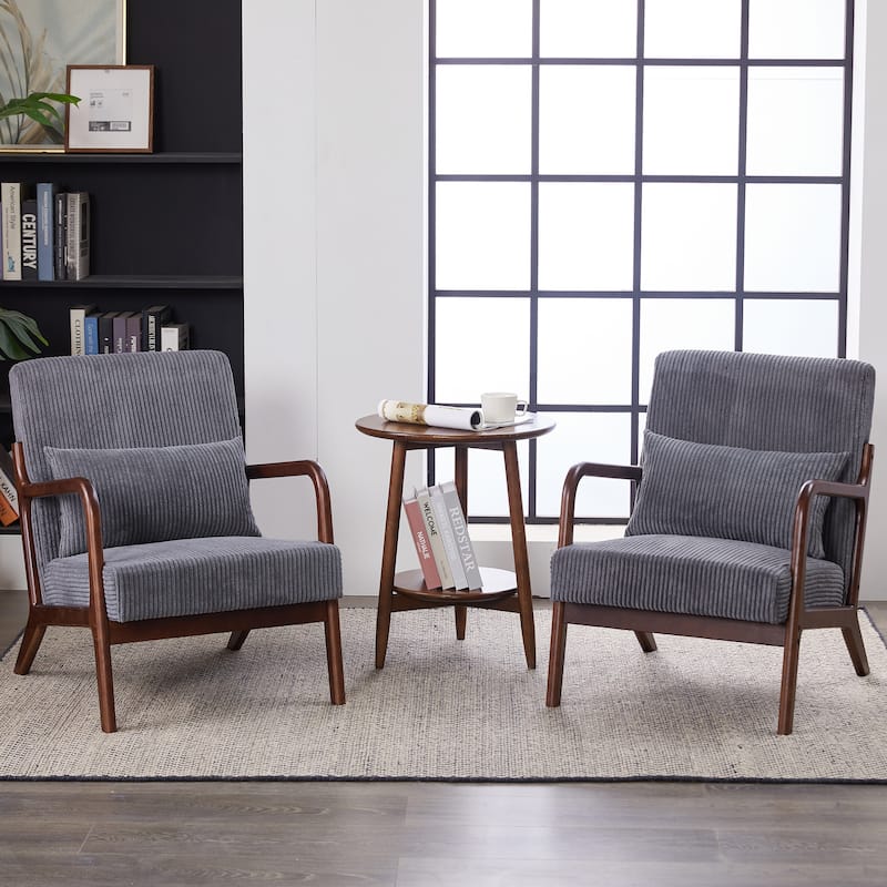 Mid-Century Modern Accent Chair, Arm Chair Living Room Chairs with Pillow Upholstered Reading Chair