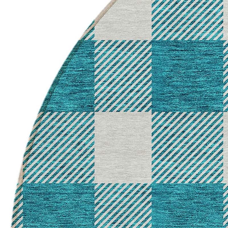HomeRoots Plaid Transitional Rectangle Outdoor Rug