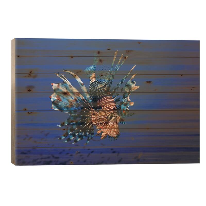 Lionfish Print On Wood by Barathieu Gabriel - Multi-Color - 18x26x1.5
