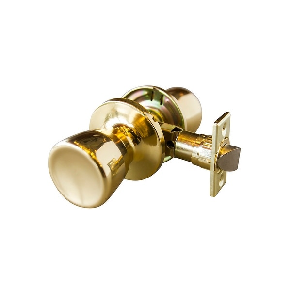 Design House 728097 Plaza Passage Door Knob Set with Round Rose - Polished Brass
