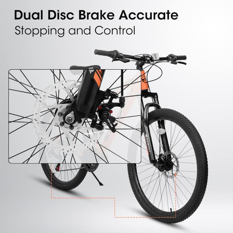26 in Mountain Bike Adult Aluminum Frame Shock Absorbing Front Fork 21-Speed