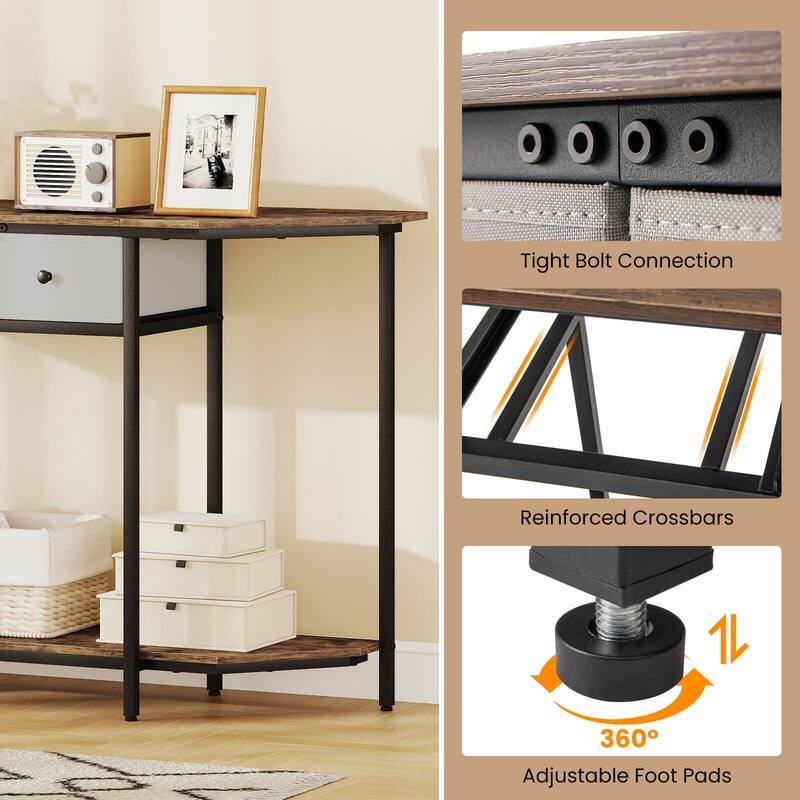 Costway 51" Console Table with 2 Drawers Open Storage Shelf 2-Tier - See Details