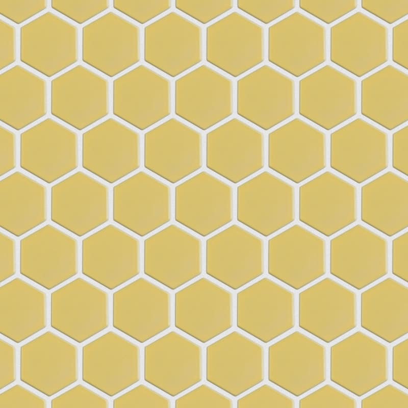 Merola Tile Hudson Due 2" Hex Vintage Yellow 10-7/8" x 12-5/8" Porcelain Mosaic Floor and Wall Tile