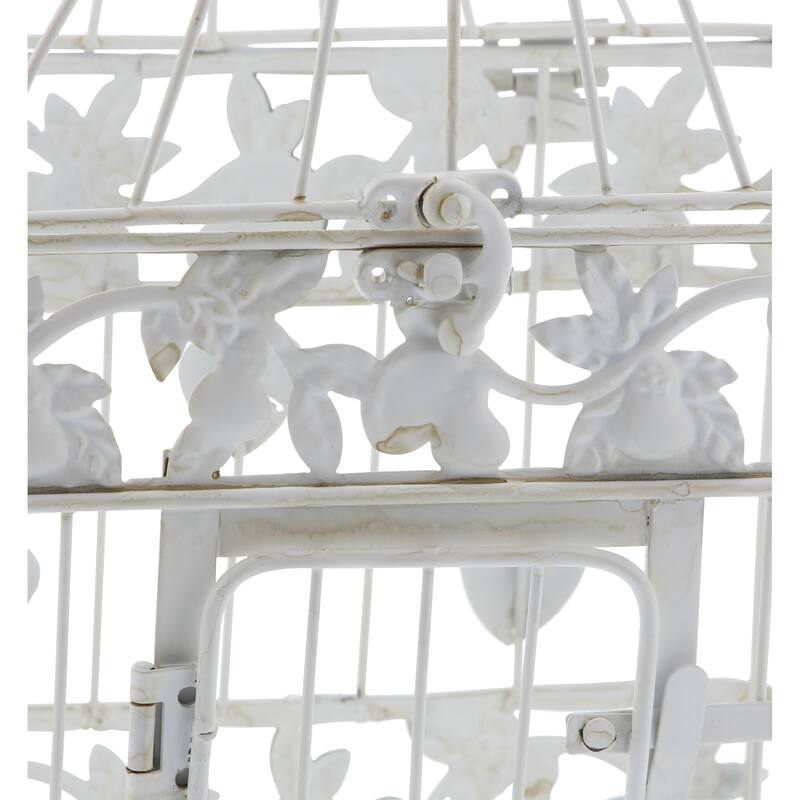 White Metal Indoor Outdoor Hinged Top Birdcage with Latch Lock Closure and Hanging Hook (Set of 2) - S/2 22",15 "H