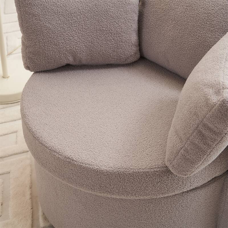 Teddy Fabric Swivel and Storage Chair w/ Back Cushion for Living Room