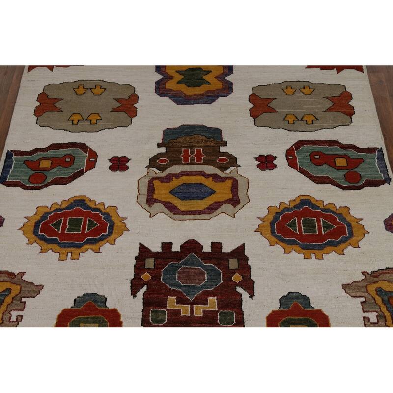 Vegetable Dye Gabbeh Oriental Area Rug Hand-Knotted Wool Carpet - 5'1" x 8'3"