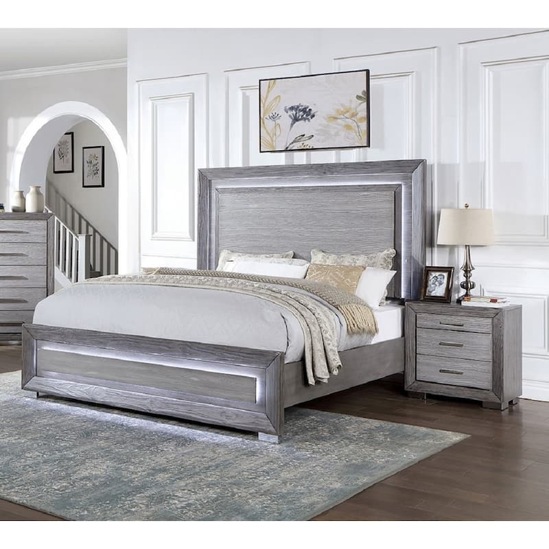 Nightstand Bedroom 1pc Nightstand Solid wood Bar Handles 3-Drawers bedside Table Metal Bracket Legs USB Ports