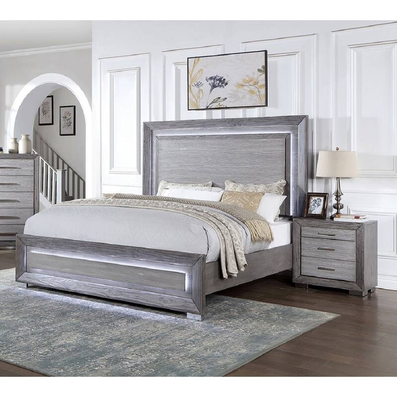 Nightstand with USB Ports, Sofa Side Table with 2 Drawers, Coffee Table with Solid Wood Handles and Metal Legs