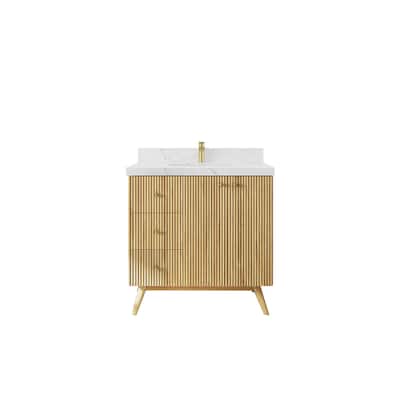 Willow Collections 36 in. W x 22 in. D Pasadena Solid Teak Center Sink Bathroom Vanity with Countertop