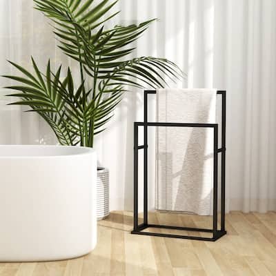 vidaXL Towel Rack Freestanding 2 Tier Towel Holder Stand for Bathroom Iron
