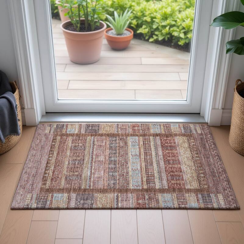 Machine Washable Indoor/Outdoor Global Kilim Chantille Rug