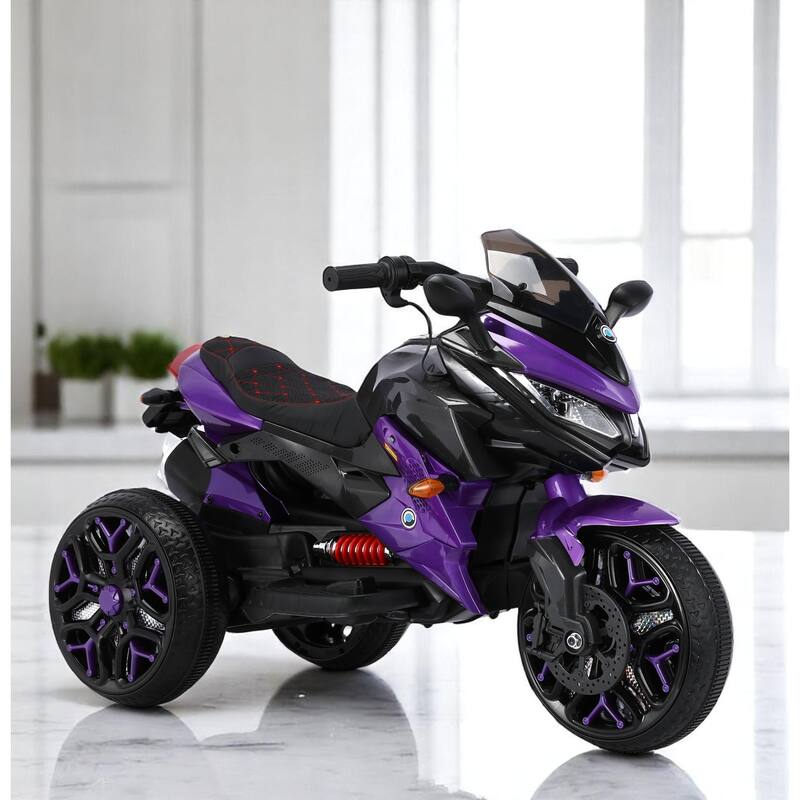 12V Kids Electric Ride-On Motorcycle with Manual Throttle, LED Wheel Lights, Bluetooth Music- Battery Powered Motorbike
