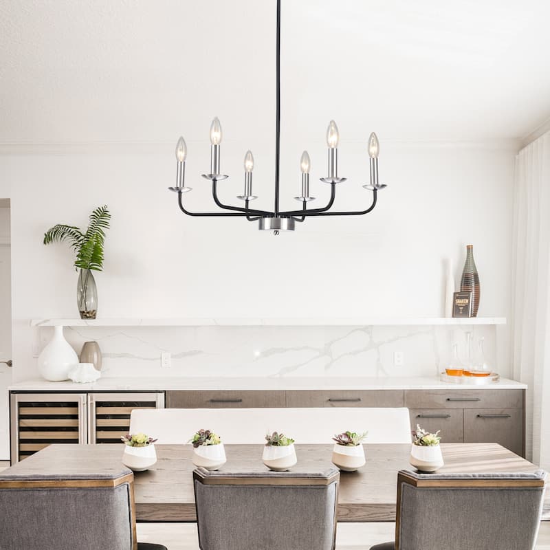 24.01 in. Modern Farmhouse Chandelier , 6-Light French Country Chandelier for Dining Room Living Room Bedroom Kitchen