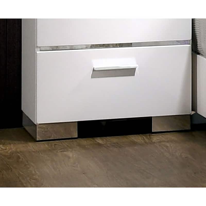 1pc Nightstand White Color High Gloss Lacquer Coating Chrome Handles