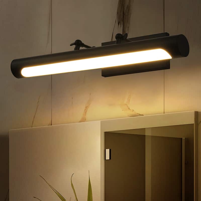 23.6" 1-Light Modern Gold/Black Adjustable Cylinder Wall Mounted LED Picture Light/Vanity Light for Bathroom, Bedroom