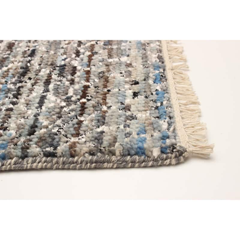 ECARPETGALLERY Hand-knotted Silk Shadow Multi Color Silk, Wool Rug - 2' 6" x 9' 11"