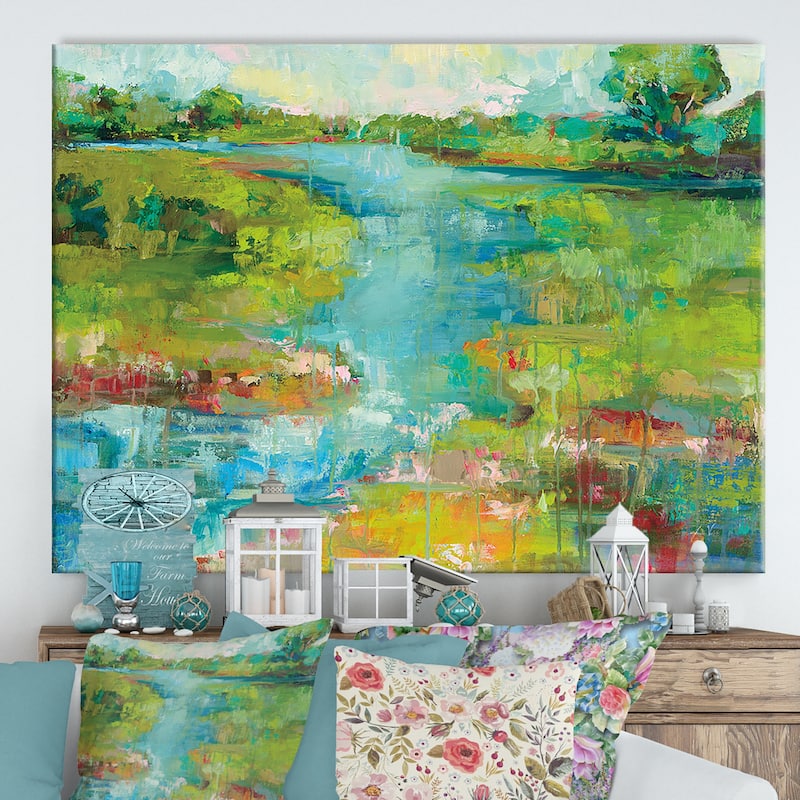 Porch & Den "Spring Marsh" Cottage Canvas Wall Art - 32 in. wide x 16 in. high