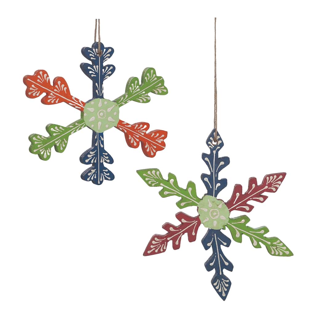 Wood Snowflake Ornament (Set of 6) - 5.5 x 0.5 x 5.5