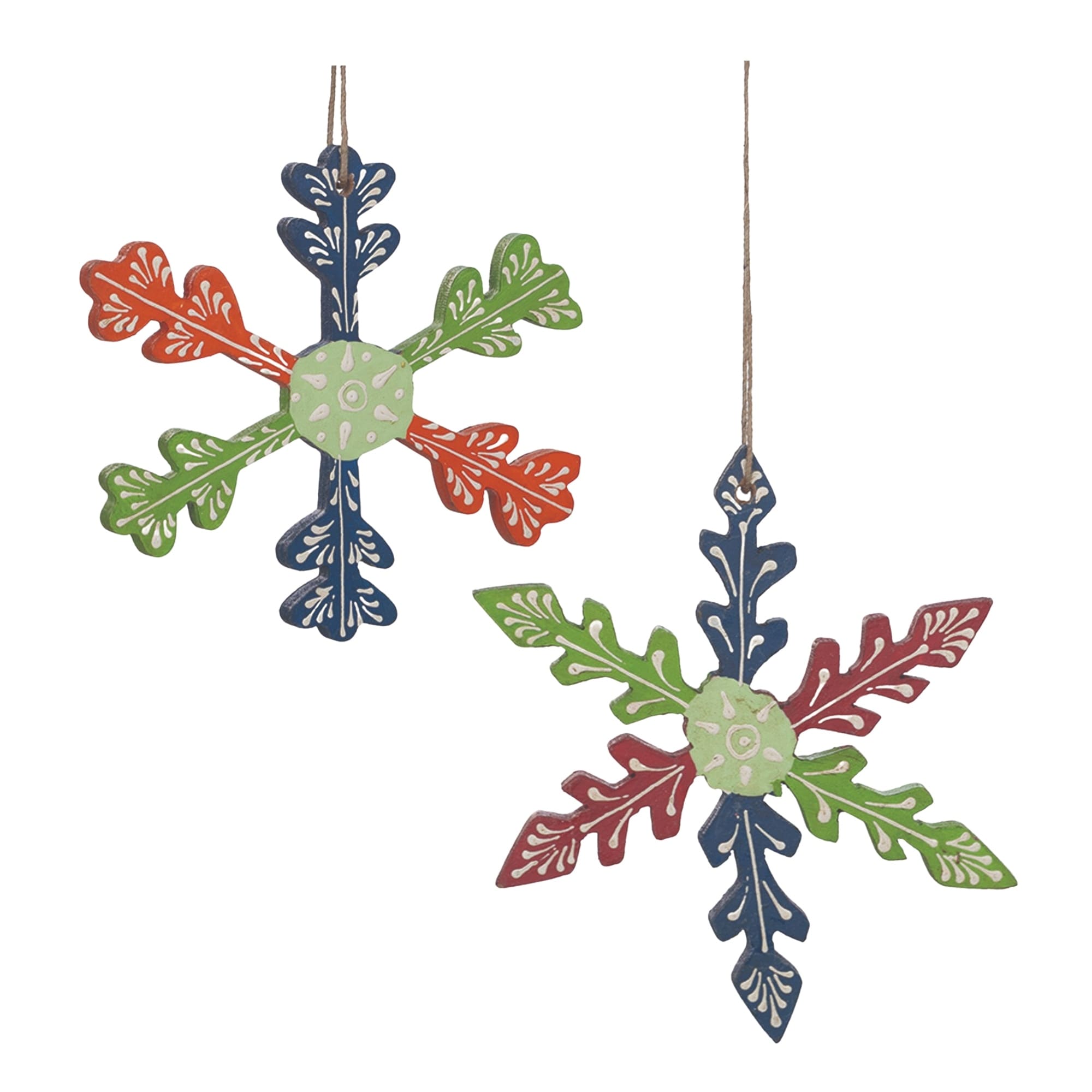 Wood Snowflake Ornament (Set of 6) - 5.5 x 0.5 x 5.5